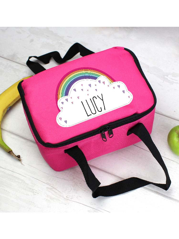 Personalised Rainbow Pink Lunch Bag