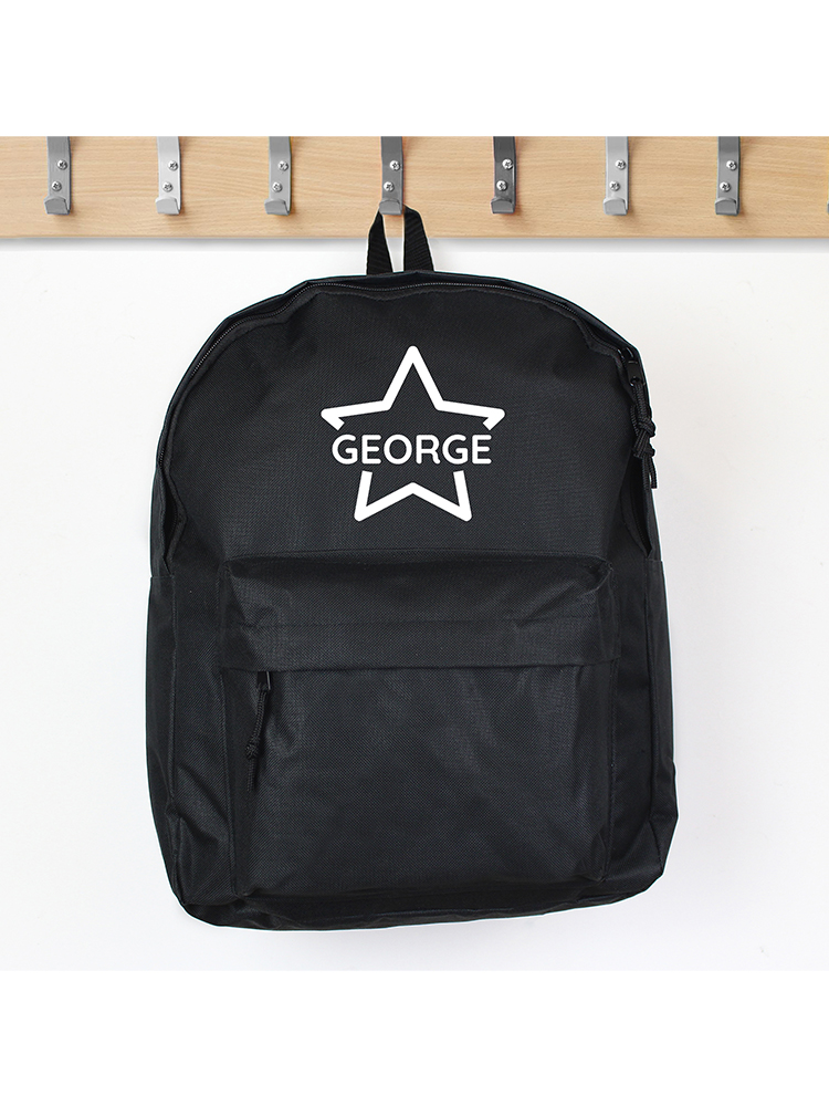 Personalised Star Black Backpack