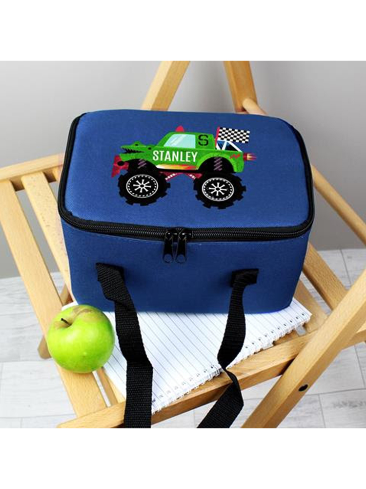 Personalised Monster Truck Blue Lunch Bag