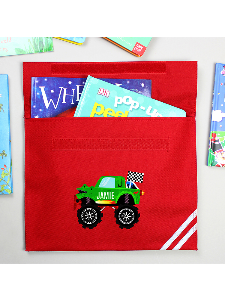 Personalised Monster Truck Red Book Bag