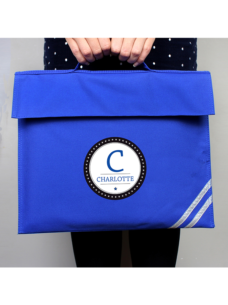 Personalised Initial Blue Book Bag