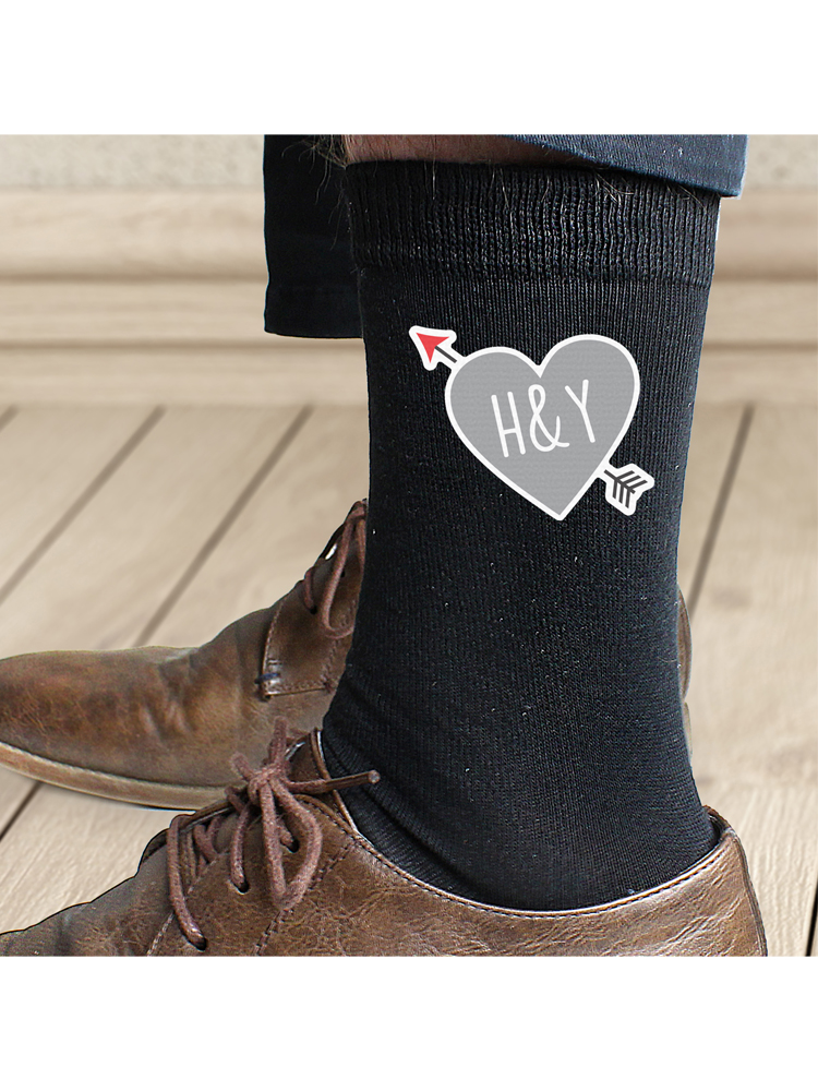 Personalised Initials Heart Mens Socks