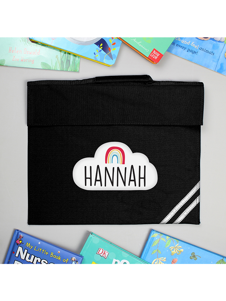 Personalised Rainbow Black Book Bag