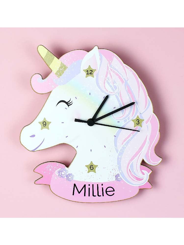 Personalised Unicorn Shape Wooden Clock