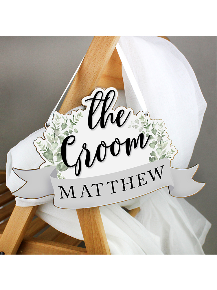 Personalised The Groom Wooden Hanging Decoration