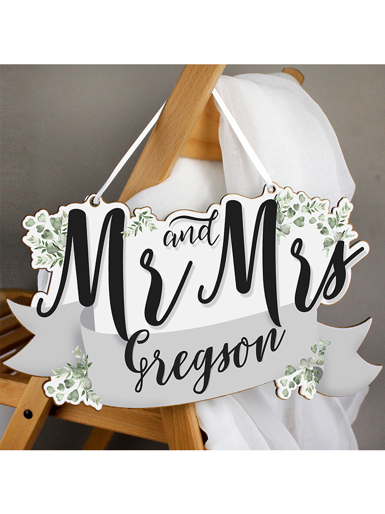Personalised Mr & Mrs Wooden Hanging Decoration