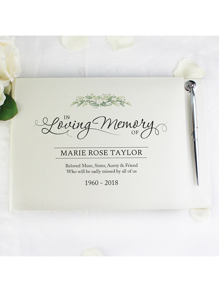 Personalised In Loving Memory Hardback Guest Book & Pen