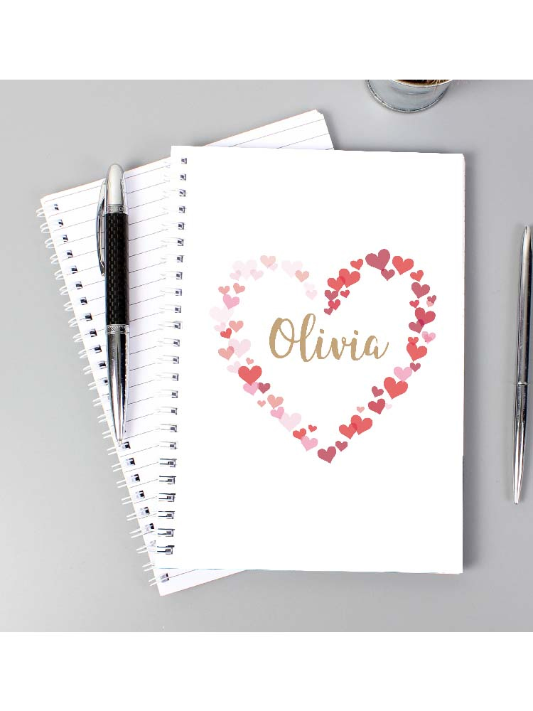 Personalised Confetti Hearts A5 Notebook - Novelties (Parties) Direct Ltd