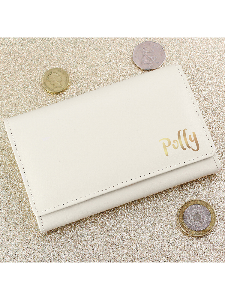 Personalised Gold Name Cream Purse