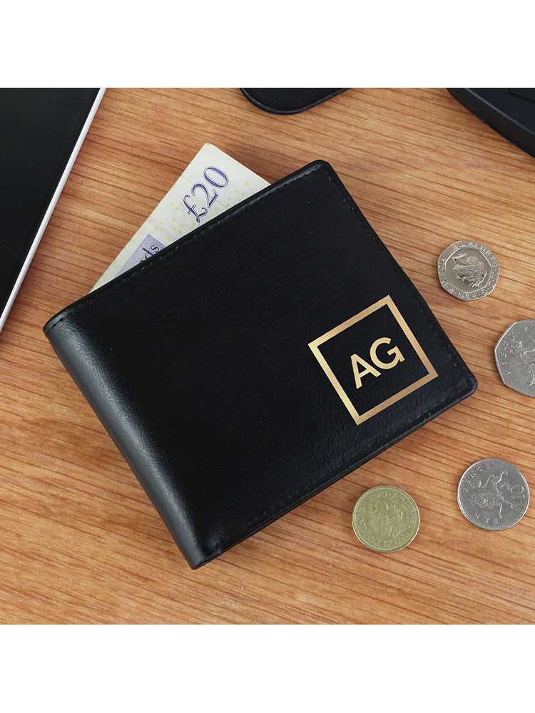 Personalised Gold Initials Leather Wallet