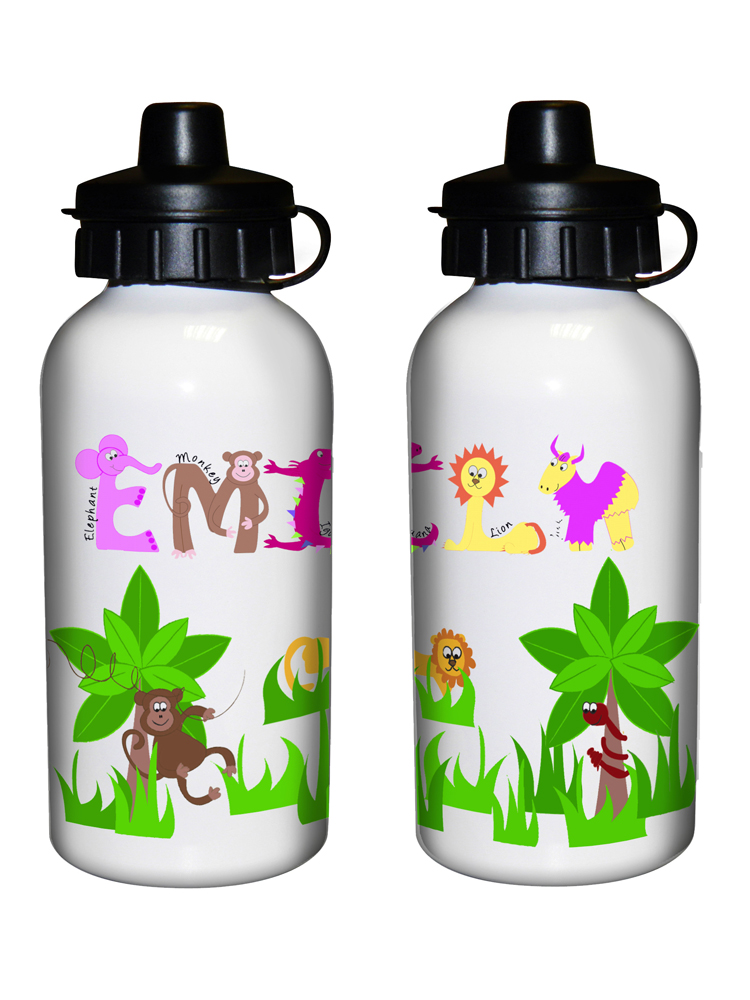 Personalised Pink Animal Alphabet Drinks Bottle