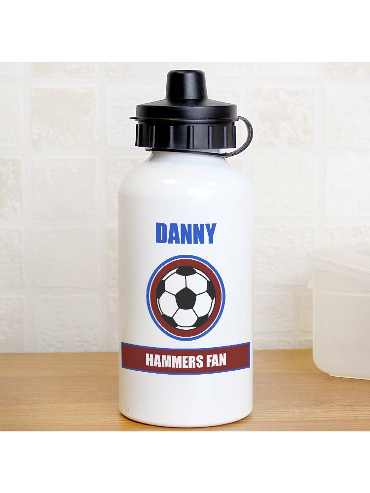 Personalised Claret and Blue Football Fan Drinks Bottle
