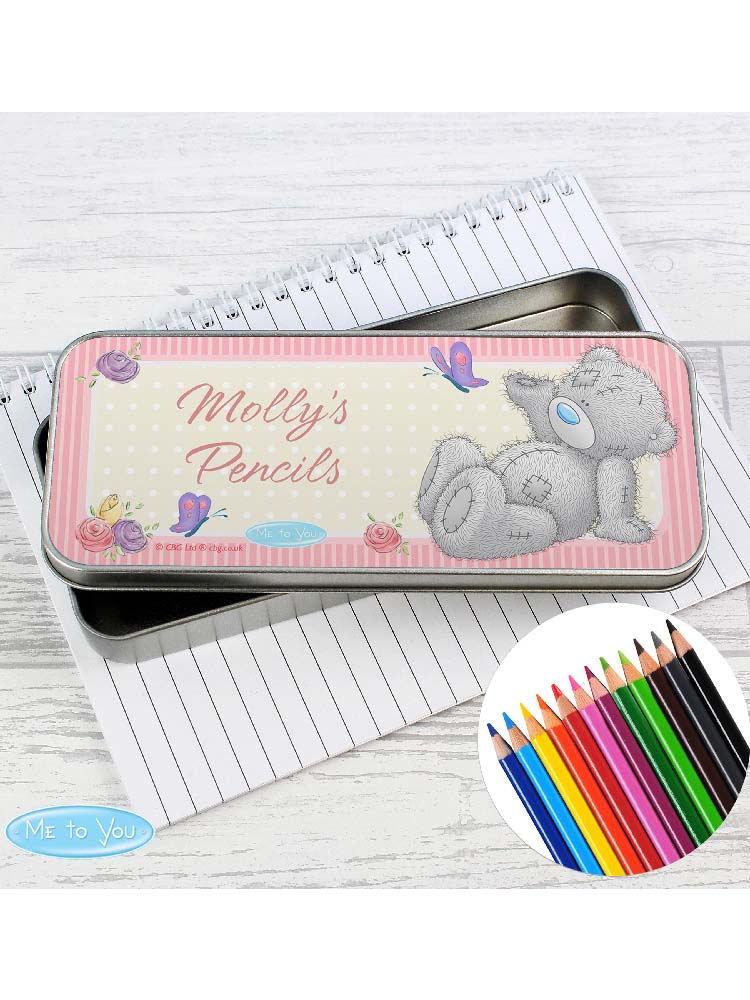 Personalised Me to You Pencil Tin with Pencil Crayons