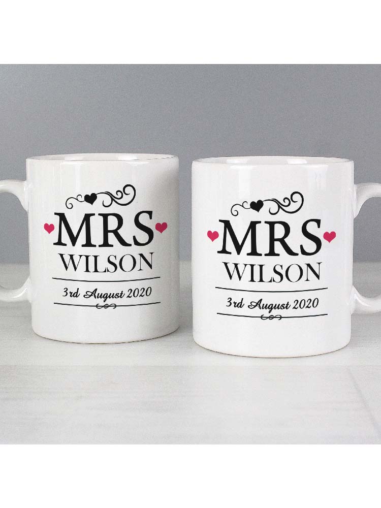 Personalised Mrs & Mrs Mug Set