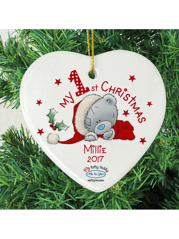 Personalised Me to You My 1st Christmas Ceramic Heart Decoration