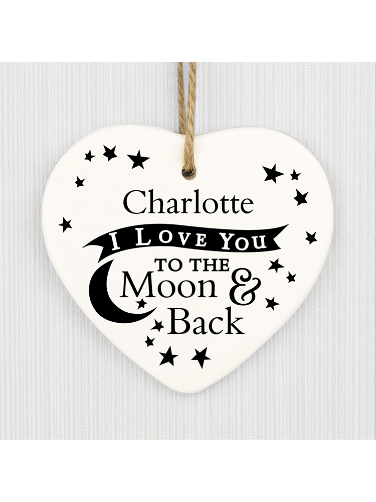 Personalised To the Moon and Back... Ceramic Heart Decoration