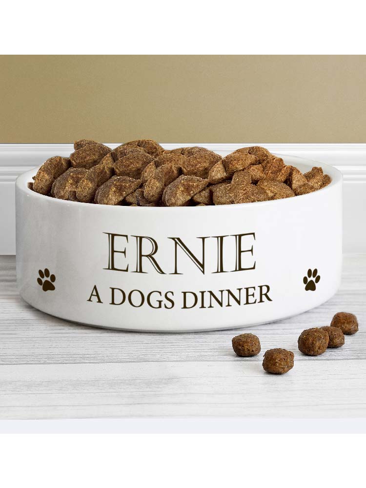 Personalised Paws 14cm Medium White Pet Bowl