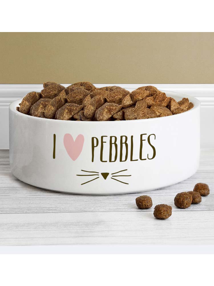 Personalised Cat Features 14cm Medium White Pet Bowl