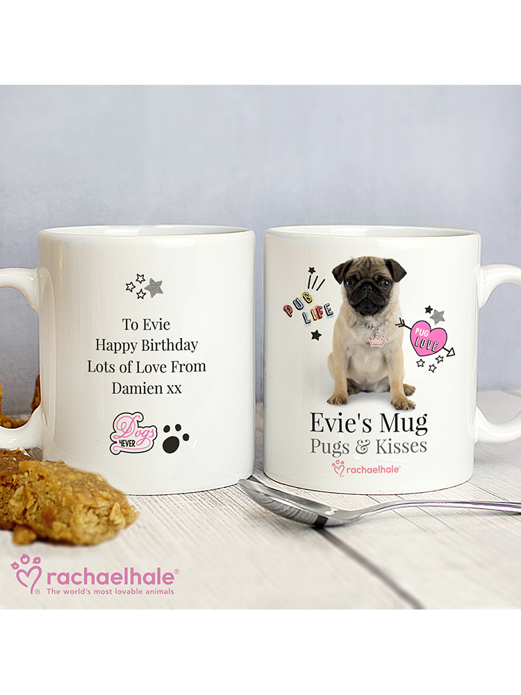 Personalised Rachael Hale Doodle Pug Mug