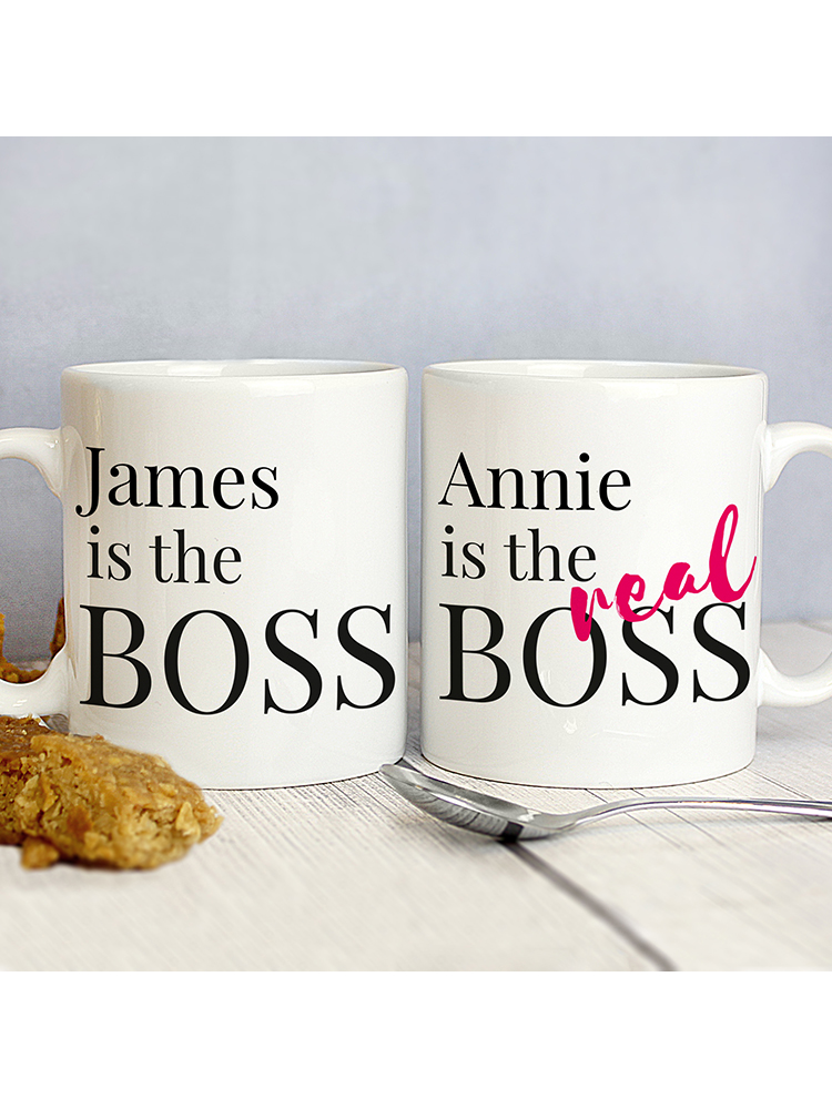 Personalised The Real Boss Mug Set