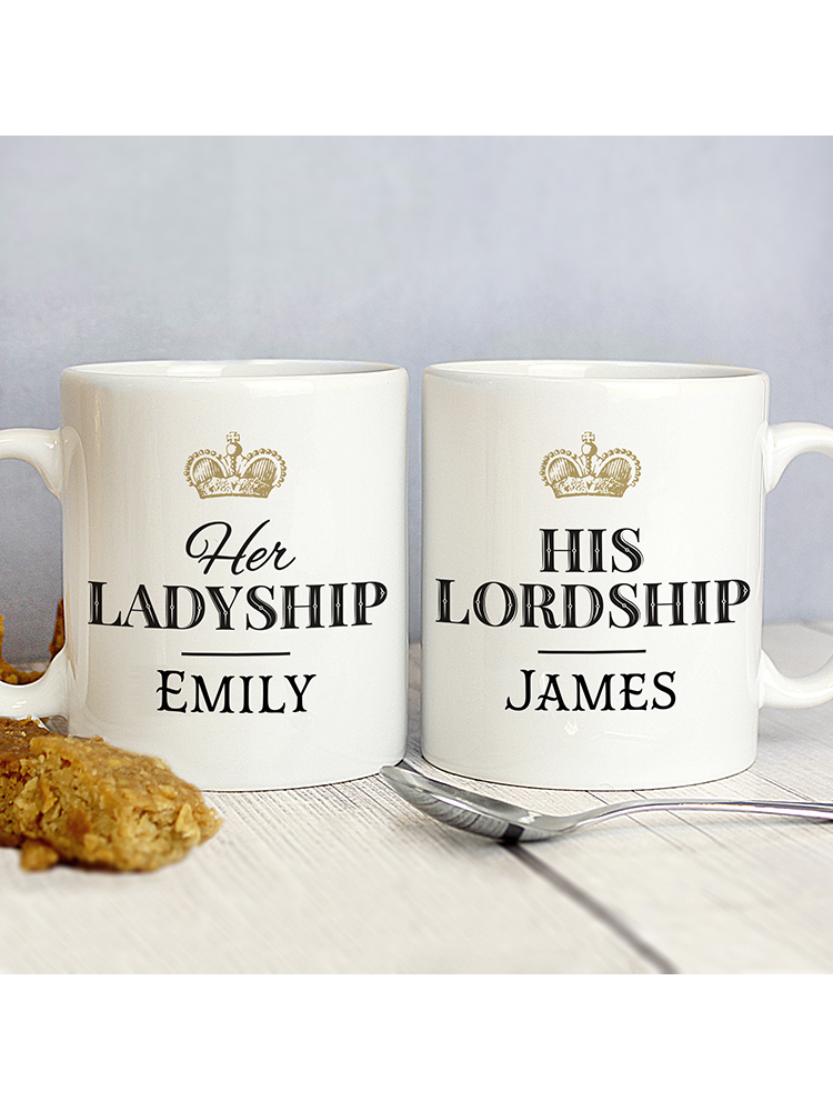 Personalised Ladyship and Lordship Mug Set