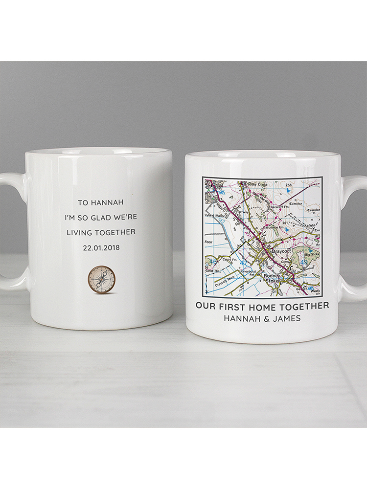 Personalised Present Day Map Compass Mug