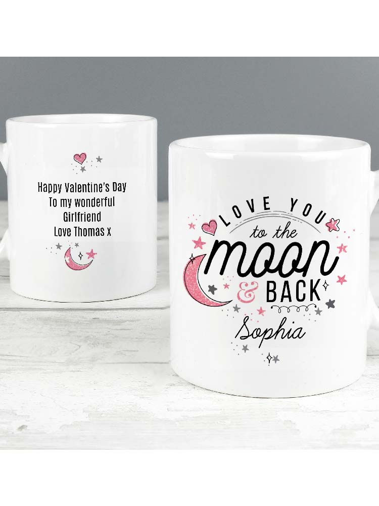 Personalised To The Moon & Back Pink Mug