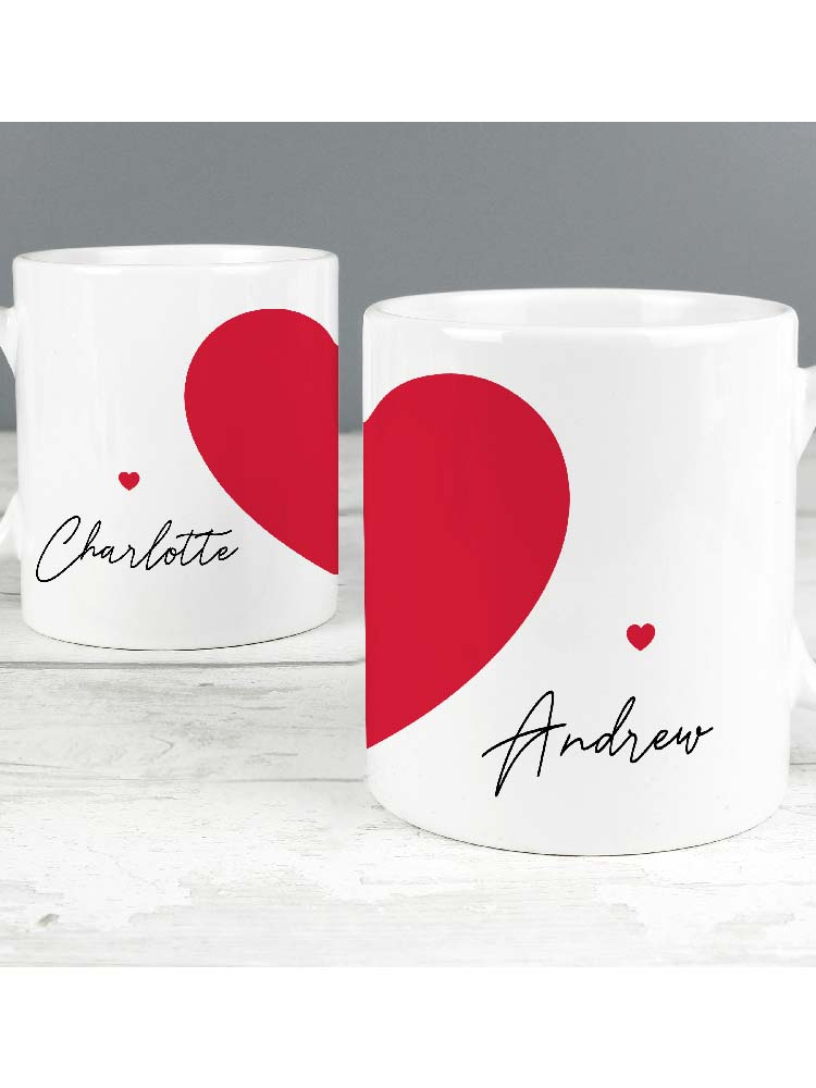 Personalised Two Hearts Mug Set