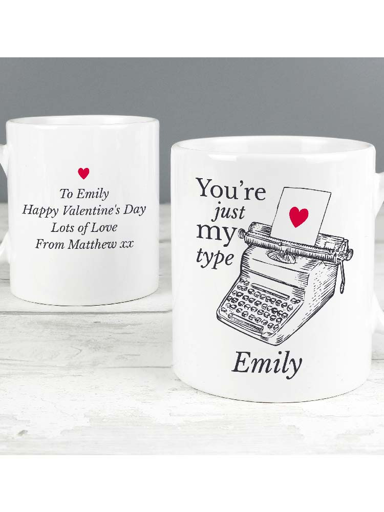 Personalised Just My Type Valentines Mug