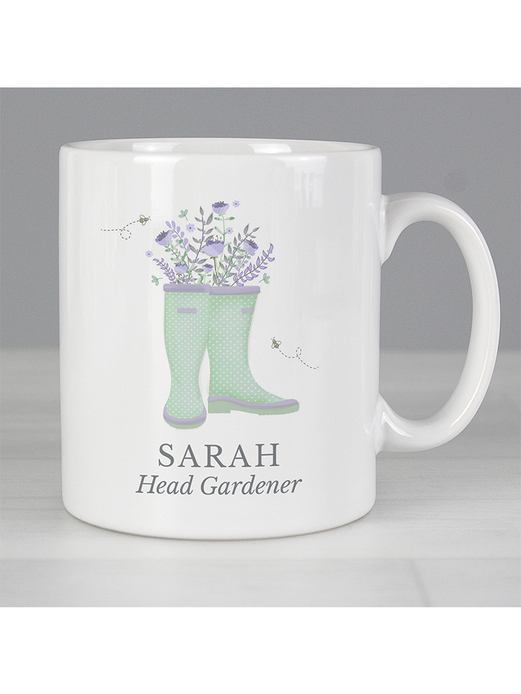 Personalised Floral Wellies Mug