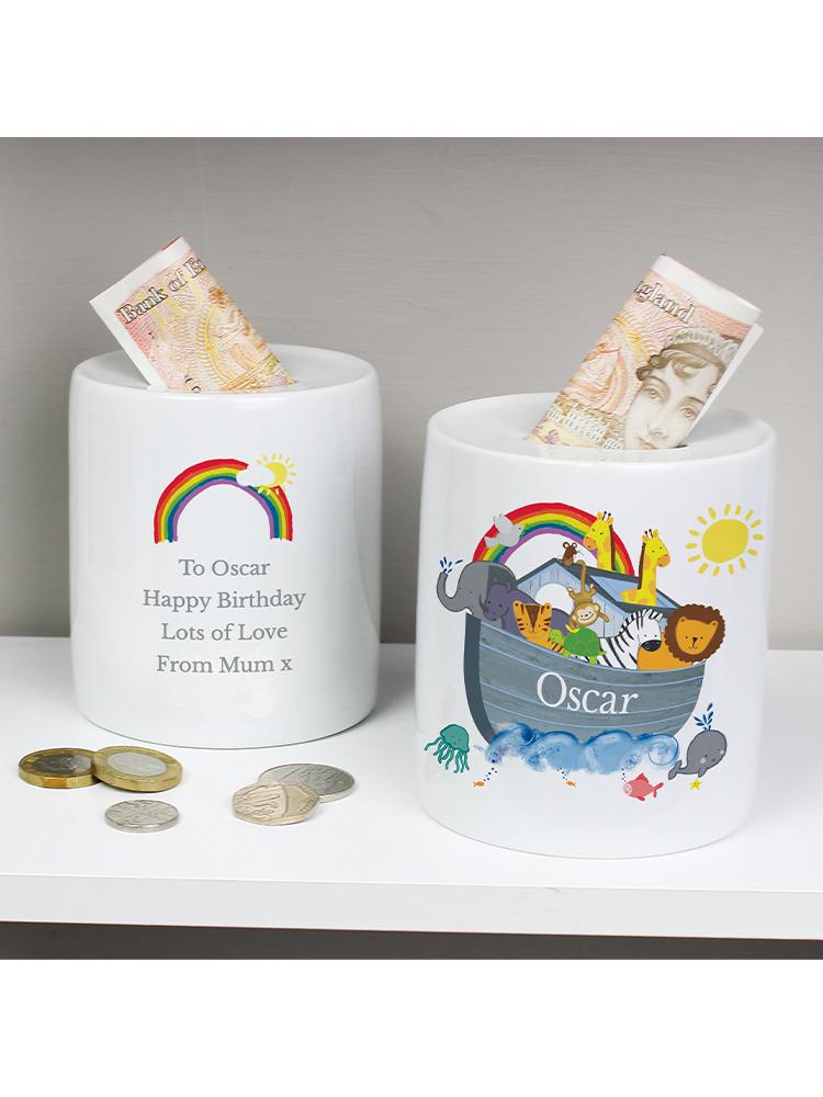 Personalised Noahs Ark Ceramic Money Box