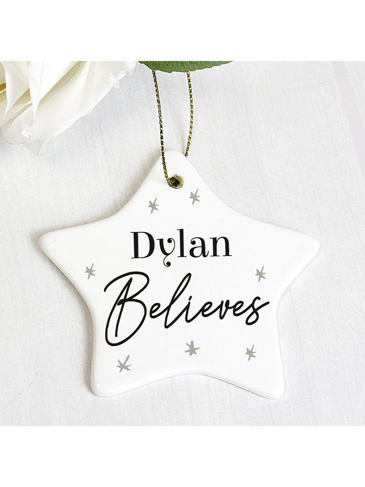 Personalised Believes Ceramic Star Decoration