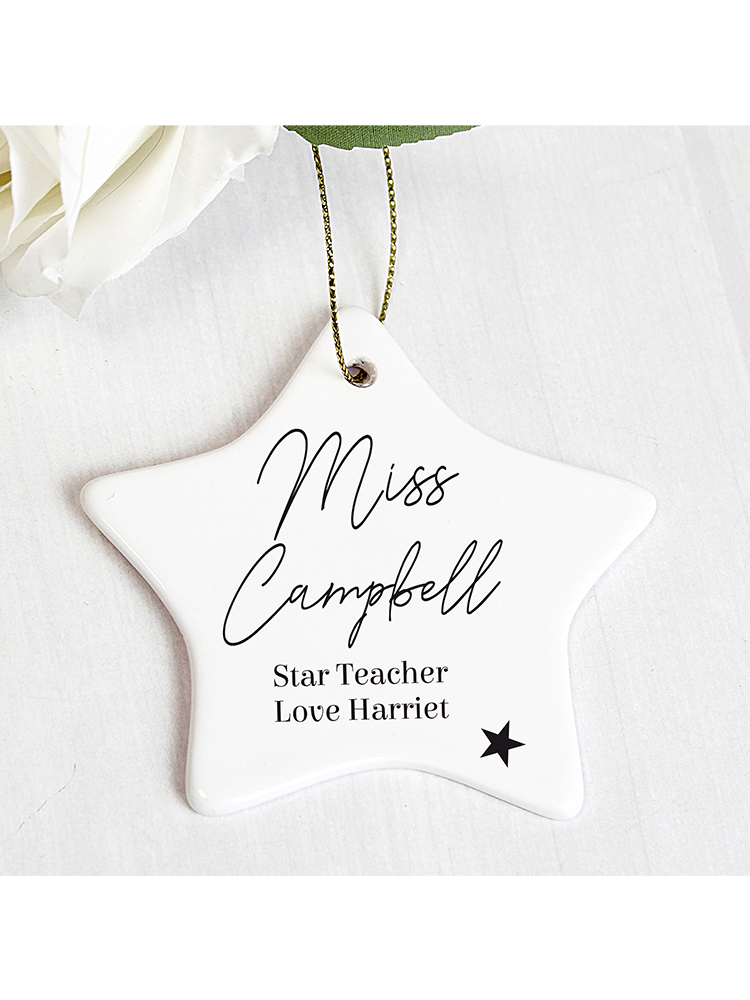 Personalised Free Text Ceramic Star Decoration