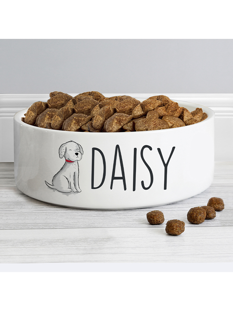 Personalised Scribble Dog 14cm Medium Pet Bowl