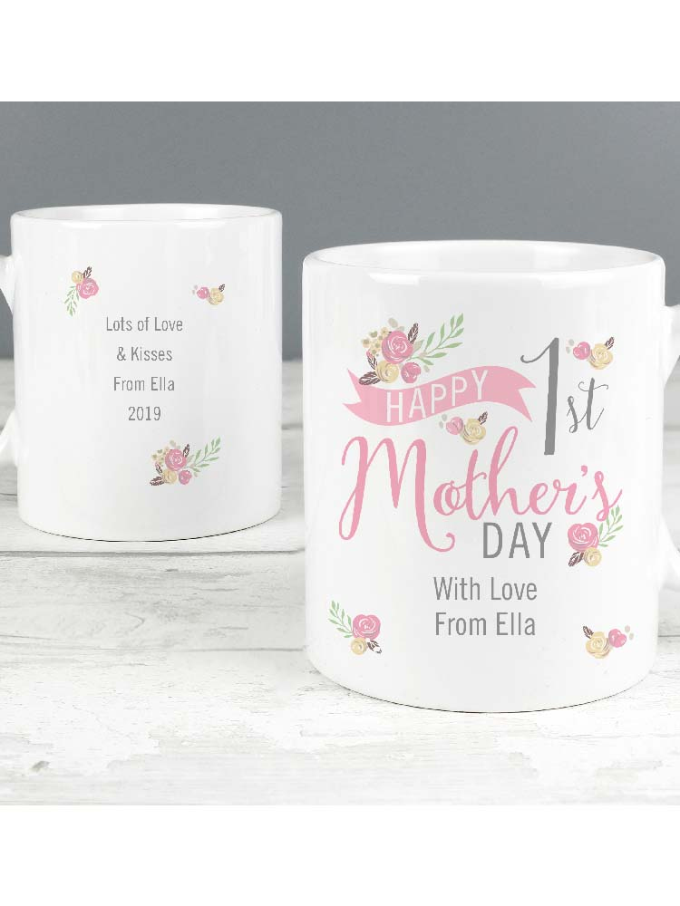 Personalised Floral Bouquet 1st Mothers Day Mug