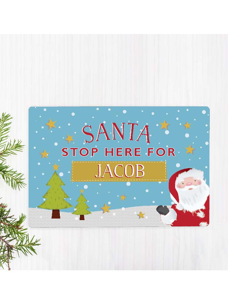 Personalised 'Santa Stop Here' Metal Sign