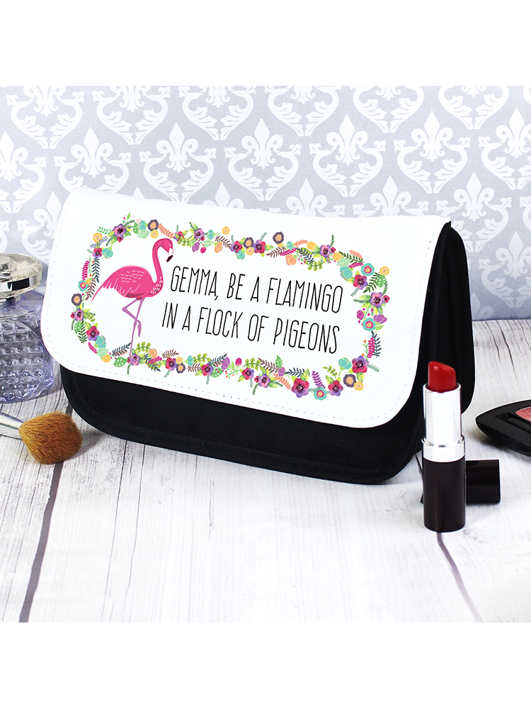 Personalised Flamingo Make Up Bag