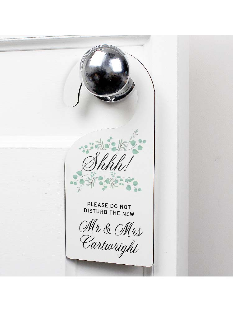 Personalised Floral and Eucalyptus Wedding Door Hanger