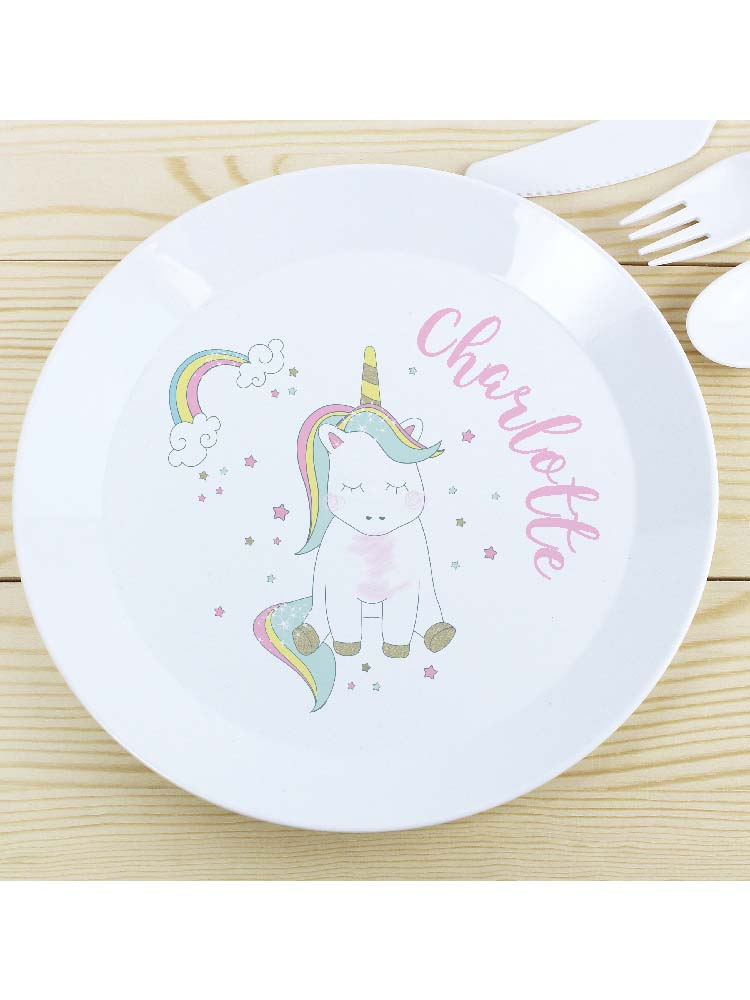 Personalised Baby Unicorn Plastic Plate