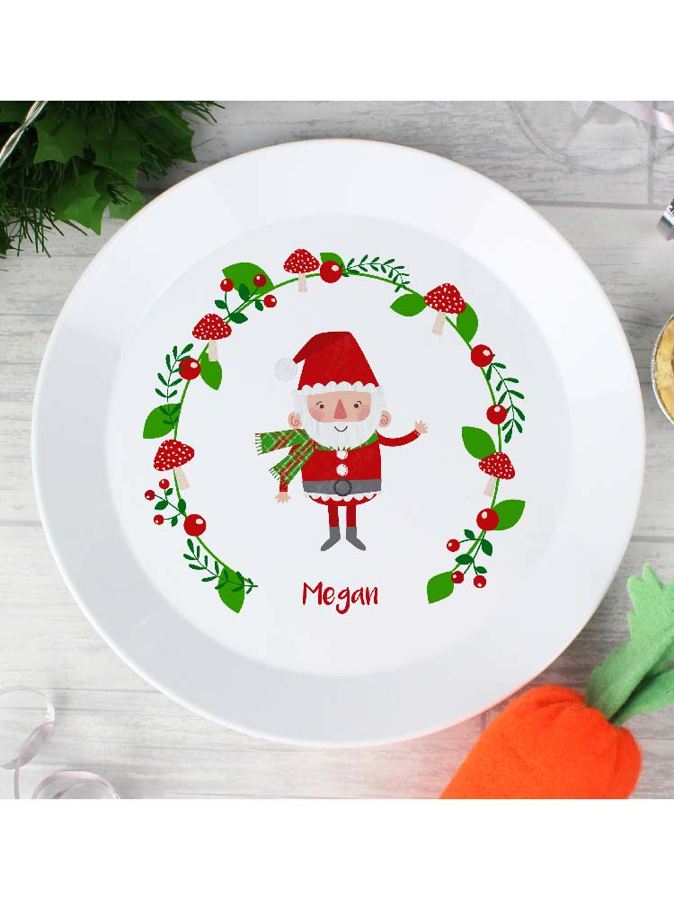 Personalised Christmas Toadstool Santa Plastic Plate