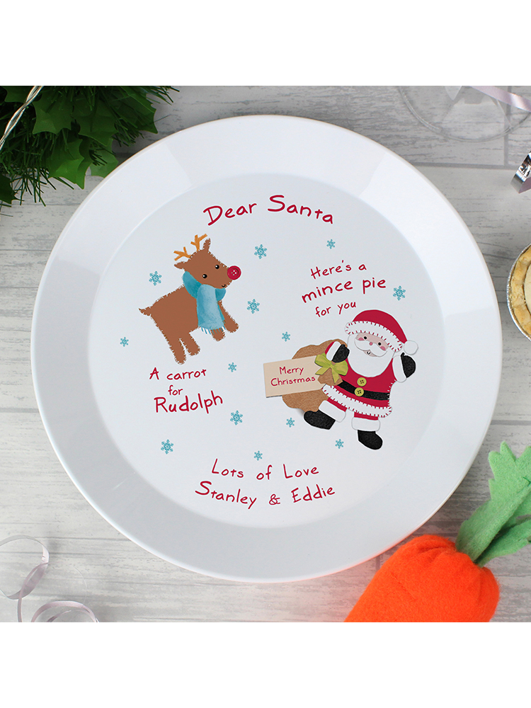 Personalised Santa and Rudolph Christmas Eve Mince Pie Plastic Plate