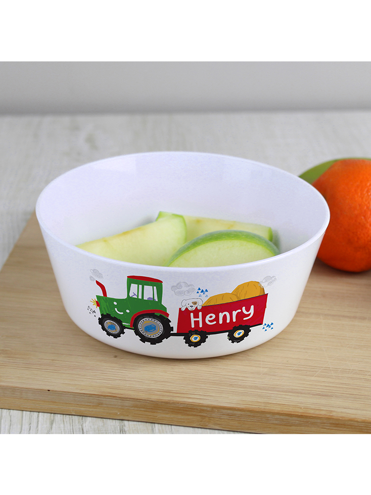 Personalised Tractor Plastic Bowl