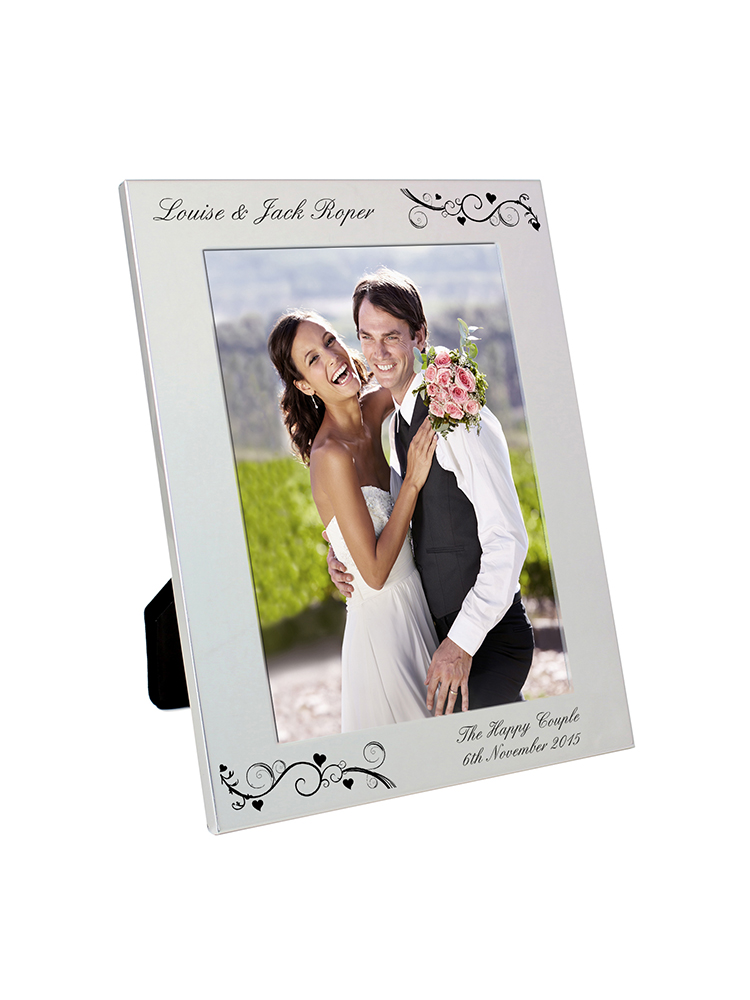 Personalised Silver 5x7 Black Swirl Photo Frame