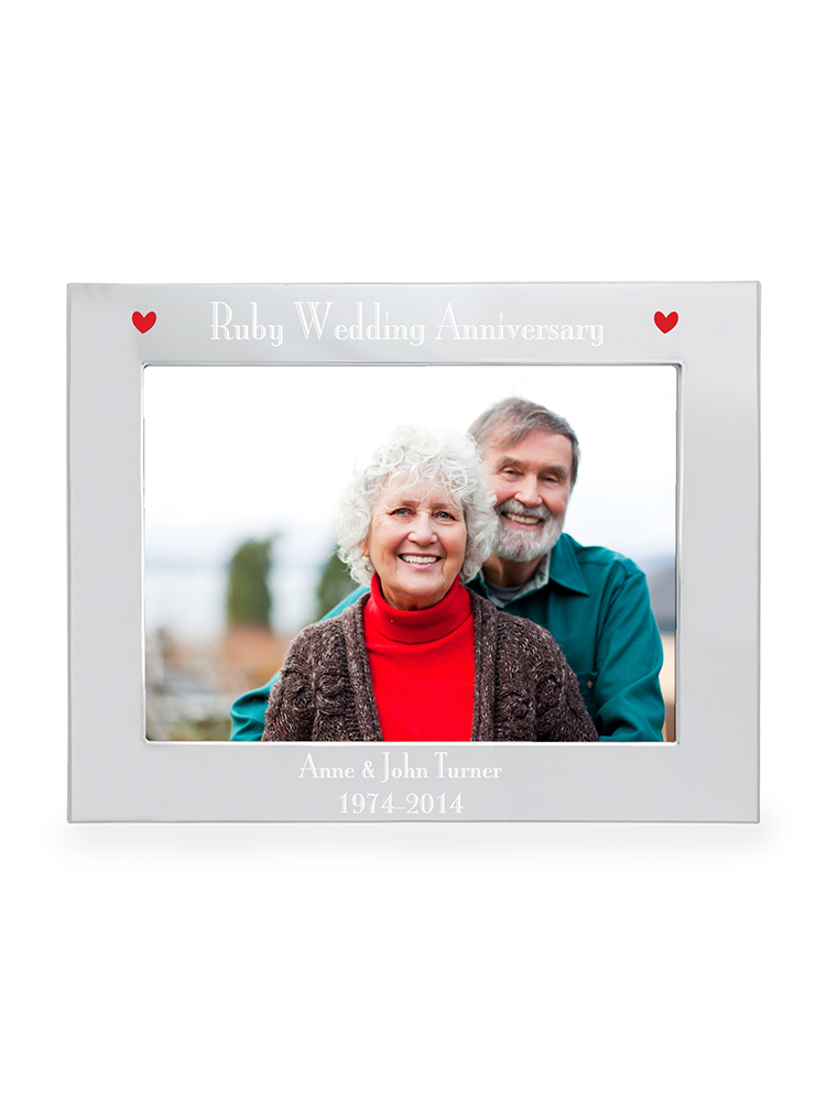 Personalised Silver 7x5 Ruby Anniversary Landscape Photo Frame