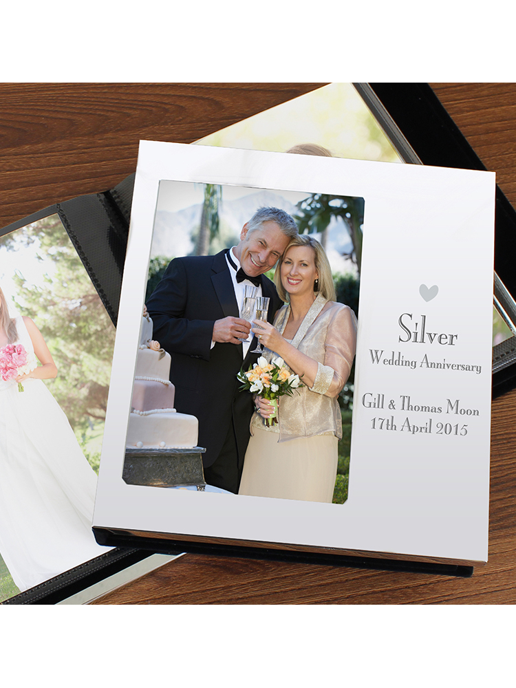 Personalised Decorative Silver Anniversary 6"x4" Photo Frame Album