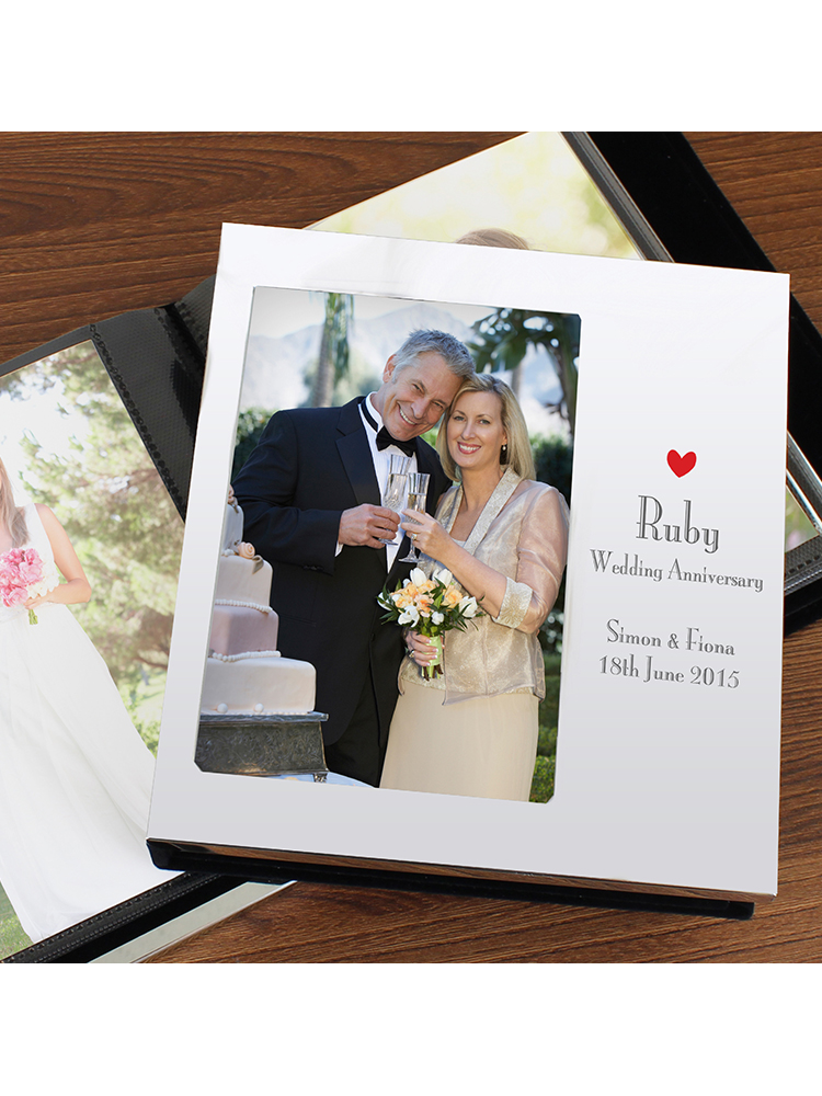 Personalised Decorative Ruby Anniversary 6"x4" Photo Frame Album