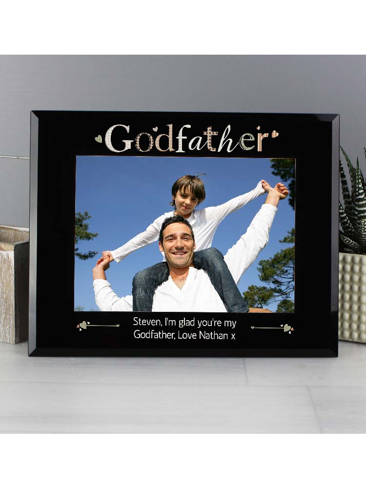 Personalised Godfather Black Glass 7x5 Photo Frame