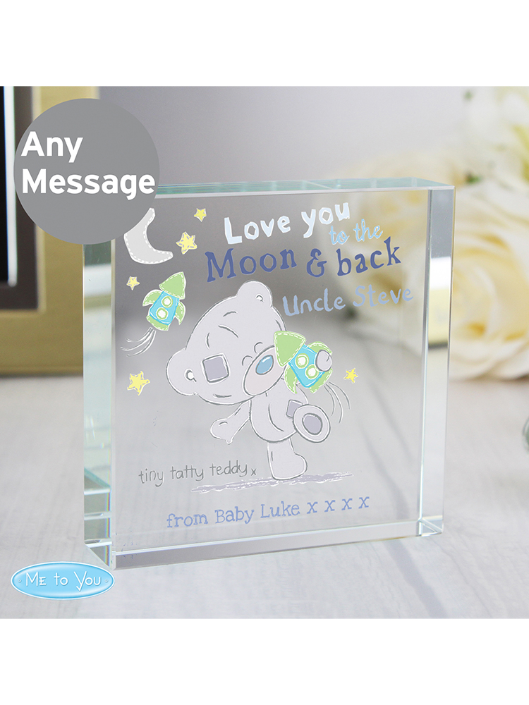 Personalised Tiny Tatty Teddy To the Moon & Back Large Crystal Token