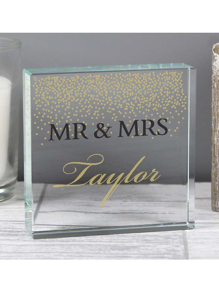 Personalised Gold Confetti Large Crystal Token