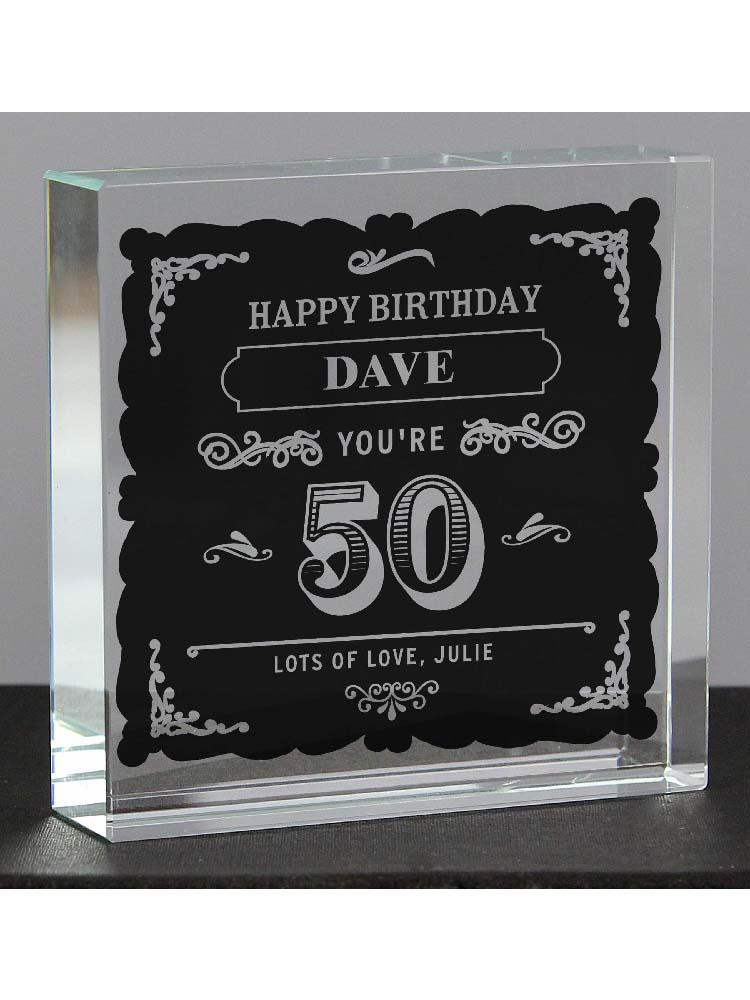 Personalised Birthday Vintage Typography Large Crystal Token